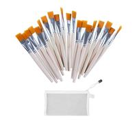 YSJCHEBS 20 Pennelli Piatti per Olio, 1 Sacchetto per Penne in Rete, Pennelli per Pittura Ad Acquerello, Pennelli Piatti, Pennelli in Legno, Set per Pittura Artistica