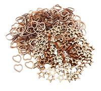 YSJCHEBS 200 Pezzi di Trucioli di Legno A Forma di Cuore, 100 Pezzi di Trucioli di Legno A Forma di Stella, Trucioli di Legno Decorativi A Cuore, Coriandoli di Legno