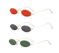 YSJCHEBS 3 Pezzi Occhiali Da Sole Ovali Occhiali Da Festival Retrò Occhiali Da Sole In Metallo Accessori Da Festival Per Donne Occhiali Moda Unisex