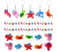 YSJCHEBS 30 Portachiavi di Vita Marina E 10 Anelli di Vita Marina, Portachiavi con Animali Simpatico Cartone Animato, Portachiavi in PVC per Bambini, Accessori Interessanti