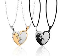 YSJCHEBS 4 Collane di Gatti, Collana D'Umore con Cuciture Creative, Collana con Ciondolo in Acciaio Inossidabile, Collana di Coppia, Collana di Amicizia di Moda, Gioielli di Moda