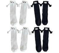 YSJCHEBS 4 Paia Di Calzini Magnetici Per Occhi Tridimensionali, Calzini Dal Design Creativo, Calzini Carini E Interessanti, Calzini In Cotone A Metà Polpaccio, Adatti Per Uomini, Donne, Coppie, Amici