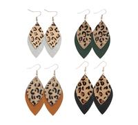 YSJCHEBS 4 Paia di Orecchini con Stampa Leopardata, Orecchini Pendenti Personalizzati, Orecchini in Pelle da Donna, Gioielli di Moda, Orecchini Pendenti Vintage, Accessori di Abbigliamento