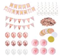 YSJCHEBS 6 Decorazioni A Spirale, 1 Set di Palloncini con Bandiera di Compleanno, 1 Bandiera A Disco, 5 Mazzi di Fiori di Carta E 10 G di Coriandoli, Decorazioni per Feste