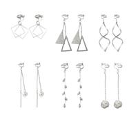 YSJCHEBS 6 Paia di Orecchini A Clip, Orecchini Pendenti con Nappe, Orecchini A Foglia, Orecchini Intrecciati, Orecchini di Perle, Orecchini Senza Perforazione, Gioielli Eleganti E Versatili
