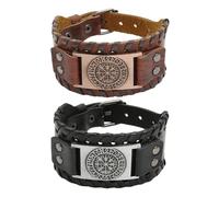 YSJCHEBS Bracciali Vintage 2 Pezzi, Bracciali in Pelle da Uomo, Bracciali Moda, Accessori di Abbigliamento, Gioielli Regalo