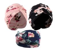 YSJCHEBS Cappelli Turbante Floreale Da 2 Pezzi E Fascia Floreale Da 1 Pezzo, Cappelli Turbante Vintage, Fasce Per La Testa Lavorate A Maglia, Accessori Di Abbigliamento