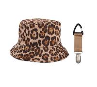 YSJCHEBS Cappello Con Stampa Leopardata, Clip Per Cappello, Da Pescatore Reversibile Da Donna, Da Sole