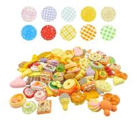 YSJCHEBS Circa 100 Pezzi di Giocattoli Alimentari Simulati e 10 Pezzi di Piatti per pasti Giocattolo, Divertenti Modelli di Alimenti Mini, Cibo per Bambole, Giocattoli in Resina Creativa