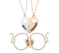YSJCHEBS Collane da 2 Pezzi E Braccialetti da 2 Pezzi, Braccialetti Dell'Amicizia, Gioielli con Punto d'Amore, Gioielli Creativi, Gioielli da Regalo
