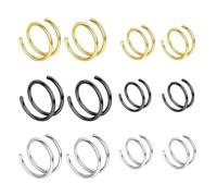 YSJCHEBS Confezione da 12 Anelli da Naso A Spirale, Anelli da Naso Classici E alla Moda, Anelli da Naso Forati per Donna, Anelli da Naso in Acciaio Inossidabile, Anelli da Naso Forati