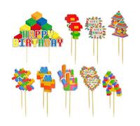 YSJCHEBS Confezione da 17 Inserti per Costruzioni, Toppers per Torte Creative, Inserti per Torte per Bambini, Interessanti Inserti per Dolci, Decorazioni per Torte per Feste di Compleanno