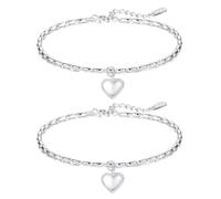 YSJCHEBS Confezione da 2 Bracciali con Ciondolo d'Amore, Bracciali di Perle, Bracciali dallo Stile Semplice, Bracciali alla Moda E Versatili, Bracciali da Donna, Accessori di Abbigliamento