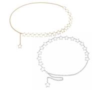 YSJCHEBS Confezione Da 2 Catenelle In Vita A Stella Piccola, Cintura A Catena, Cintura A Catena In Metallo Per Donna, Cintura A Catena Grande, Cintura A Catena In Vita A Stella