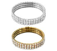 YSJCHEBS Confezione da 2 Cavigliere da Donna, Cavigliere di Cristallo Elasticizzate, Cavigliere Multistrato Scintillanti, Cavigliere da Spiaggia Estive, Catene di Decorazione della Caviglia