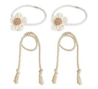 YSJCHEBS Confezione da 2 Cordoncini per Tende Floreali, 2 Tende con Lacci in Spago, Lacci per Tende Boho, Fiori Magnetici per Lacci per Tende, Lacci Magnetici per Tende