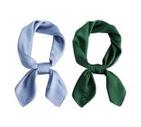 YSJCHEBS Confezione Da 2 Sciarpe Quadrate Piccole In Tinta Unita, Sciarpe Di Seta Da Donna Con Lacci, Decorazione In Pizzo, Accessori Di Abbigliamento Da Donna, Decorazione Del Foulard Da Donna