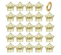 YSJCHEBS Confezione da 24 Palloncini A Stella E 1 Rotolo di Nastro Dorato Lungo 10 M, Palloncini in Alluminio Lucido, Palloncini Decorativi per Feste, Articoli per Feste