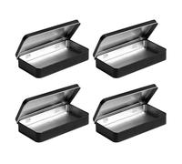YSJCHEBS Confezione da 4 piccole scatole in ferro nero, in metallo, con coperchio, piccoli oggetti, per chiavette USB