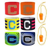 YSJCHEBS Confezione da 6 Fasce da Capitano, 2 Fischietti, Fasce da Capitano della Squadra Tedesca, Fasce da Capitano per Calcio per Bambini, Fasce da Calcio per Bambini, Fasce da Braccio per Bambini