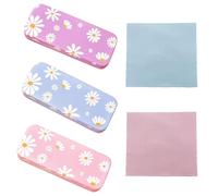 YSJCHEBS Custodia Per Occhiali A Margherita In 3 Pezzi, Panno Per Occhiali In 2 Pezzi, Custodia Per Occhiali Da Donna, Custodia Per Occhiali Con Fiore Carino, Custodia Rigida Per Occhiali Da Sole