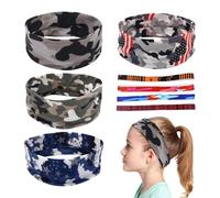 YSJCHEBS Fasce Per Capelli Mimetiche Da 4 Pezzi E Fasce Per Capelli Sottili Da 4 Pezzi, Fasce Sportive, Fasce Elastiche, Fasce Morbide Che Assorbono Il Sudore, Attrezzatura Sportiva