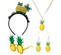 YSJCHEBS Fascia Per Ananas Da 1 Pezzo, Collana Da 1 Pezzo, Occhiali Da 1 Pezzo E Orecchini Da 1 Paio, Fasce Per Capelli Carine E Creative, Fasce Interessanti, Accessori Per Abbigliamento Da Festa