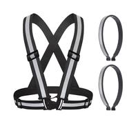 YSJCHEBS Gilet Riflettente 1 Pezzo, 1 Paio di Clip Riflettenti per Le Gambe dei Pantaloni, Gilet Regolabile, Clip Riflettenti per Le Gambe dei Pantaloni per La Corsa Notturna