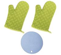 YSJCHEBS Guanti da Forno 2 Pezzi, Presina 1 Pezzo, Guanti da Forno Resistenti al Calore, Guanti da Forno in Silicone, Guanti da Cucina, Guanti da Forno da Cucina