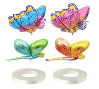 YSJCHEBS Palloncini A Farfalla da 2 Pezzi E Palloncini A Libellula da 2 Pezzi, Dotati di 2 Rotoli di Nastri Bianchi, Palloncini Tridimensionali con Animali, Palloncini Creativi per Bambini
