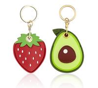 YSJCHEBS Portachiavi con Custodia in Pelle da 2 Pezzi, Portachiavi con Avocado alla Fragola, Portachiavi con Etichetta Aerea, Portachiavi con Frutta Creativa, Portachiavi con Borsa