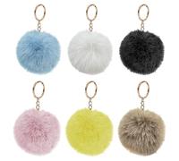 YSJCHEBS Portachiavi con pompon da 6 pezzi, accessori per borse, portachiavi soffici, portachiavi carini, portachiavi con pompon, portachiavi per ragazze, portachiavi grandi.