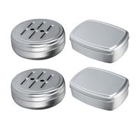 YSJCHEBS Portasapone Rotondo da 2 Pezzi E Portasapone Quadrato da 2 Pezzi, Portasapone Rimovibile in Alluminio, Portasapone con Scarico, Mini Portasapone