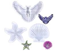 YSJCHEBS Set da 3 Pezzi Stampo in Resina Fai-da-Te Stampo in Resina Animale Stampo in Silicone Animale 3D Stampo in Resina Conchiglia Stella Marina Gufo