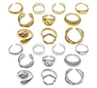 YSJCHEBS Set di Anelli di Moda da 20 Pezzi, Set di Anelli per Nocche, Anelli Aperti Regolabili, Anelli Impilabili, Gioielli Impilabili, Accessori Moda da Donna
