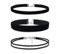 YSJCHEBS Set Girocollo in Velluto con Collana Nera da 3 Pezzi, Collana Semplice alla Moda, Collana Classica, Accessori da Donna, Accessori di Abbigliamento
