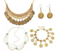 YSJCHEBS Tiara 1 Pezzo, Collana 1 Pezzo, Orecchini 1 Paio E Braccialetto 1 Pezzo, Gioielli in Metallo Vintage, Gioielli da Donna, Accessori per Feste