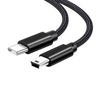 YSJJZRL Cavo da tipo C a mini USB, cavo intrecciato durevole da Mini-B a 5 pin a Type-C per caricabatterie dati OTG per Hero 3+, controller PS3, fotocamera Canon Nikon, GPS, Blue Yeti, nero (0,5 m)