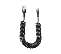 YSJJZRL Cavo micro USB scalabile a spirale, cavo a spirale a molla di espansione 3A Cavo di ricarica rapida per Samsung S7 Edge S6 S2 J7 J5 J3 ecc. (1,5 M,Nero)