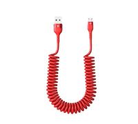 YSJJZRL Cavo micro USB scalabile a spirale, cavo a spirale a molla di espansione 3A Cavo di ricarica rapida per Samsung S7 Edge S6 S2 J7 J5 J3 ecc. (1,5 M,Rosso)