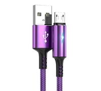 YSJJZRL Cavo micro USB, USB A a USB Micro LED 2A Cavo di ricarica intrecciato a ricarica rapida compatibile con Samsung Galaxy S7 Edge S6 ecc. (1,2 M,Viola)