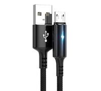 YSJJZRL Cavo micro USB, USB A a USB Micro LED 2A Cavo di ricarica intrecciato a ricarica rapida compatibile con Samsung Galaxy S7 Edge S6 ecc. (1,2 M,Nero)