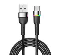 YSJJZRL Micro cavo USB da 1 M LED intrecciato 2.4A Micro cavo USB dati di ricarica rapida per Samsung S6 S5 S7 Edge ecc. (Nerone)