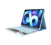YSJX Custodia con tastiera retroilluminata trasparente a sette colori compatibile con iPad Air 11 2025/Air5/6-10,9 pollici universale(Sky blue+keyboard)