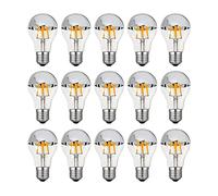 YSJX Lighting, Confezione da 5/10/15, Lampadina Led Edison AC220V A19 E27 4W/8W Top Silver Bowl Filamenti Lampadina Mezza Corona Cromata Lampade Lampadine per la casa(15PCS 4w)