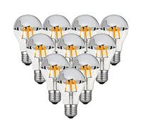 YSJX Lighting, Confezione da 5/10/15, Lampadina Led Edison AC220V A19 E27 4W/8W Top Silver Bowl Filamenti Lampadina Mezza Corona Cromata Lampade Lampadine per la casa(10PCS 4w)