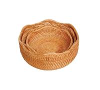 YSJX Storager, Confezione da 1, cestino rotondo in rattan intrecciato a mano, vassoio in vimini, contenitore for picnic, contenitore decorativo for articoli vari(L 27cm x 11cm)