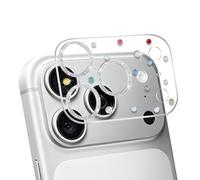 Yskbilm Bling Silver Glitter Ring - Pellicola protettiva per obiettivo della fotocamera iPhone 17 Pro, durezza 9H, antigraffio, trasparente, in vetro temperato, con cristalli colorati, per ragazze e