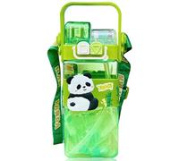 YskerrigToy Panda Borraccia Bambini, 520ml Borracce con Cannuccia Botella de Agua Potable Cantimplora Deportiva Portátil Reutilizable Botellas Transparente para Escuela Deporte