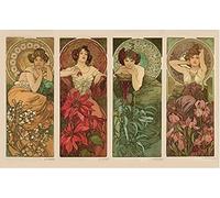 YsKYCp Puzzle di Legno 1000 Pezzi,Grande Puzzle Game Giocattolo Puzzle E Regali di Sfida Le Pietre Preziose di Alphonse Maria Mucha （50Cm * 75Cm）